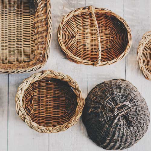variety of woven baskets